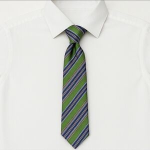Countess Mara Green & Copper Striped 100% Silk Tie – Classic Business Formal 60”